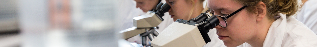 Headerfoto van de opleiding Biologie en Medisch Laboratoriumonderzoek: studenten in lab